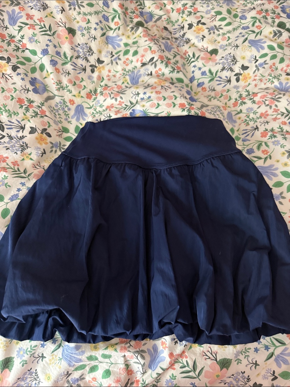 aerie Navy Bubble Hem Skater Skirt